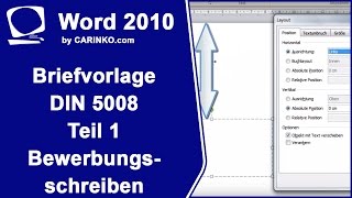 Erstellung einer BriefvorlageBrief DIN 5008 Teil 1  Bewerbungsschreiben MS Word  carinkocom [upl. by Anilam]