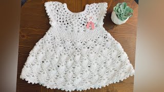 Vestido para bebe tejido a crochet 0 a 3 meses  tejidosbebe [upl. by Nelyag]