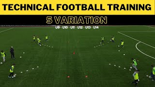 Technical Football Training Drills  5 Variation  U9  U10  U11  U12  U13  U14 [upl. by Aronas576]