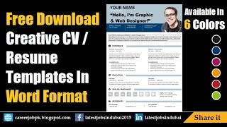 Free Download Editable Resume CV Template in MS Word Format [upl. by Wivestad582]