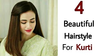 4 beautiful Easy Hairstyle for girls with Kurti [upl. by Abagail]