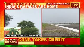 Rafale Touchdown Watch The Moment Rafale Fighter Jet Landed In Ambala Airbase [upl. by Roos]