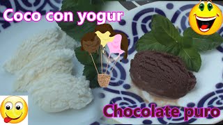 HELADOS DE CHOCOLATE Y COCO CON YOGUR FÁCIL  ICE CREAM CHOCOLATE AND COCONUT WITH YOGURT EASY [upl. by Gathard747]