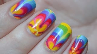 FlowerPower Lente Water Marble Tutorial  nailsbyLauranl [upl. by Thurmann]