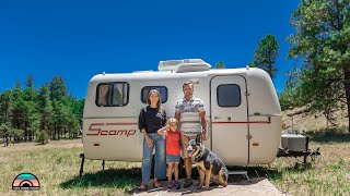 Familys Renovated Scamp Trailer  Adventure Tiny House [upl. by Mecke]