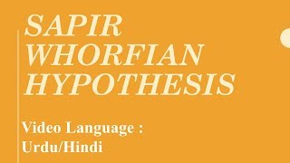 Sapir Whorf Hypothesis  Linguistic Relativity Hypothesis  Whorfian Hypothesis  Sociolinguistics [upl. by Demmahum103]