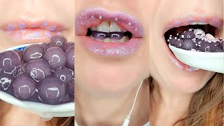 PURPLE TAPIOCA BOBA BALLS ASMR SATISFYING EATING SOUNDS [upl. by Gregoire]