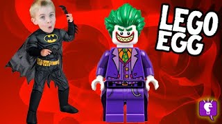 Giant LEGO EGG Batman Lego Movie Kits with HobbyKids [upl. by Acitel674]