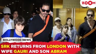 Shah Rukh Khan PROTECTS son AbRam as they RETURN from mini vacation with wife Gauri Khan [upl. by Fortune]