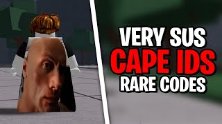 VERY SUS CAPE IDS TO USE🔥  ROBLOX Strongest Battlegrounds Cape ids [upl. by Enenstein]