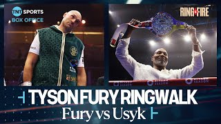 👑 Tyson Furys INCREDIBLE ringwalk before facing Oleksandr Usyk at RingOfFire 🔥 FuryUsyk 🇸🇦 [upl. by Adohr]