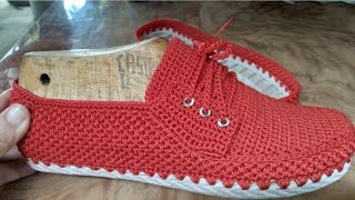 Zapatos a Crochet fáciles para principiantes tamaño adulto tejido tallermanualperu [upl. by Itraa]