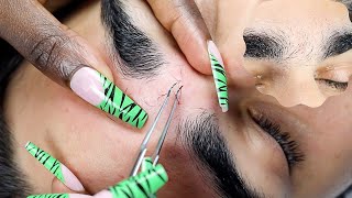 ASMR  Super Upclose Eyebrow picking  tweezing trimming  massage for a restful sleep 💆🏻‍♂️😴 [upl. by Leanna469]