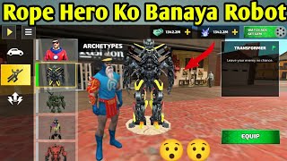 Rope Hero Ko Banaya Robot 😱 Robot Vs Tank Machine 😯 Rope Hero New Game Play [upl. by Enyrat]