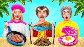 Me vs Grandma Cooking Challenge on Island by Multi DO Challenge [upl. by Dnarud985]