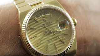 Rolex Oysterquartz DayDate Tapestry Dial 19018 Vintage Rolex Watch Review [upl. by Home111]