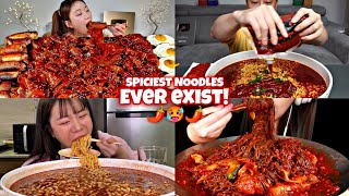 MUKBANGERS EATING TOO MUCH EXTREMELY SPICY NOODLES 🌶️🔥🥵🥵🥵 [upl. by Paten]