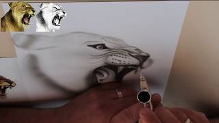 Airbrushen van een leeuwin  11  Airbrush voor beginners [upl. by Enialed]