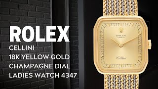 Rolex Cellini 18k Yellow Gold Champagne Dial Ladies Watch 4347  SwissWatchExpo [upl. by Menard]