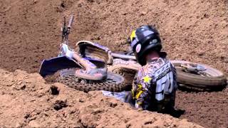 RedBud 450 Moto 1 Nico Izzi Crashes Stuck Under Bike [upl. by Pik]