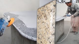 Rounding Edges of Kitchen Granite Top Granite Edge cutting  How to polish granite quartz [upl. by Attalie402]