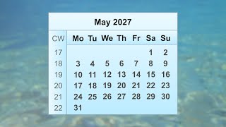 May 2027 Calendar [upl. by Fredela]