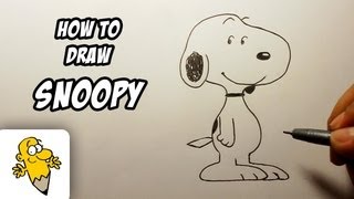 How to draw Snoopy Peanuts drawing tutorial [upl. by Stratton]