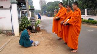 Thai Monks Collecting Alms [upl. by Akinehs]