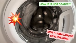 Hotpoint WMFUG942  WORST BREAKDANCING UNBALANCED SPIN EVERRR WITH DEAD SHOCKS 🤯 [upl. by Frasco795]