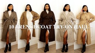 TRYING ON amp REVIEWING 10 DIFFERENT TRENCH COATS  AUTUMN TRENCH COAT HAUL  BURBERRY COS ASOS [upl. by Ahsiekat89]