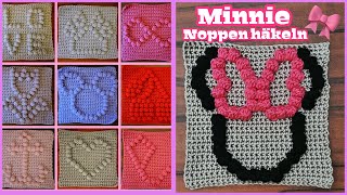 Minnie Maus Noppen häkeln  Schritt für Schritt  Anleitung  Babydecke  Anfänger  Bobble  DIY [upl. by Muire]