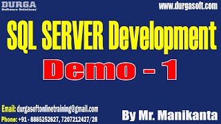 SQL SERVER DEVELOPMENT tutorials  Demo  1  by Mr Manikanta On 26062024 7AM IST [upl. by Lunette]