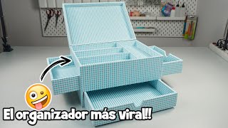 Organizador de escritorio más viral con cajones laterales y tapa [upl. by Silera]