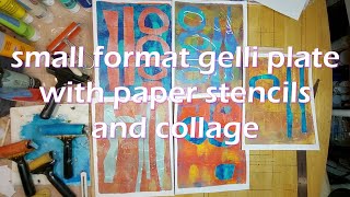 Small format Gelli plate printing with paper stencils amd collage [upl. by Marcello]