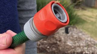 How to fit a Garden Hose End and make it stay there Hose pipe adaptor click lock fitting [upl. by Nanahs50]