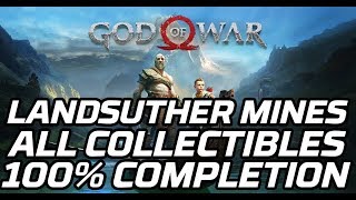 God of War Landsuther Mines  All Collectibles Deus Ex Malachite Favour Chests Ravens [upl. by Seka58]