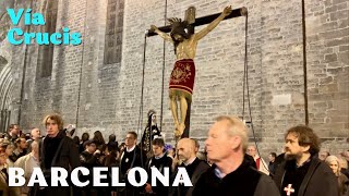 Jueves Santo Vía Crucis de la Sangre 2024 en Barcelona  Semana Santa en España [upl. by Dario999]