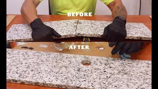 Epoxy Stone Repair  Granite Countertop  Artistic Epoxy Repair [upl. by Tamer]