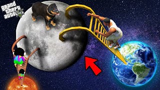 GTA 5  Franklin amp Shinchan Found New Secret Stairway To Moon And Space In GTA 5 [upl. by Ynotna]