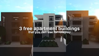 3 free apartment buildings to use for roleplay  floorplans included  bloxburg speedbuild [upl. by Ecal993]