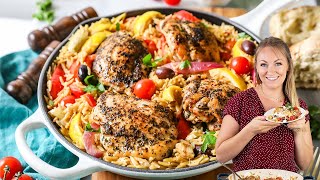 FlavorFilled One Pan Greek Chicken Orzo [upl. by Llejk]