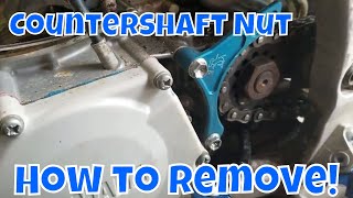 Removing a Countershaft Sprocket Nut  Yamaha YZ 250 [upl. by Olwena]