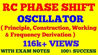 RC PHASE SHIFT OSCILLATOR  CONSTRUCTION PRINCIPLE WORKING AND FREQUENCY DERIVATION  WITH NOTES [upl. by Hendon889]