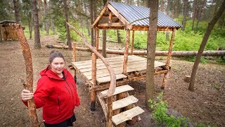 Stelzenhaus Dach und Treppe  Outdoor Spielplatz selber bauen [upl. by Gaulin]