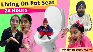 Living On Toilet Pot Seat  24 Hours Challenge  Ramneek Singh 1313  RS 1313 VLOGS [upl. by Airda]