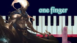 Pantheon Theme The Unbreakable Spear  League of Legends  one finger easy piano tutorial [upl. by Maridel]