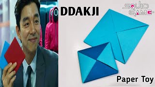 How to Make and Play the Korean Ddakji Game  Origami for kids  Squid Game ddakji  origami game [upl. by Nadaha]