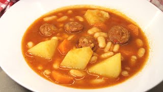 Alubias blancas con chorizo y verduras 🍲 Potaje de judías blancas Habichuelas ¡Rápidas y fáciles [upl. by Eeclehc]