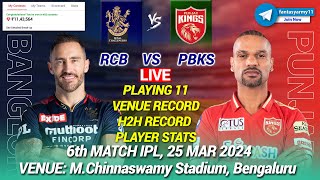 🔴LIVE RCB vs PBKS Dream11 Live Prediction RCB vs PBKS Dream11  Bengaluru vs Punjab 6th IPL LIVE [upl. by Nwotna379]