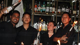 🔥 Fire Flaring 🔥4 Bartenders 🔥Fire Show 🔥Bar on fire 🔥 [upl. by Feliks856]